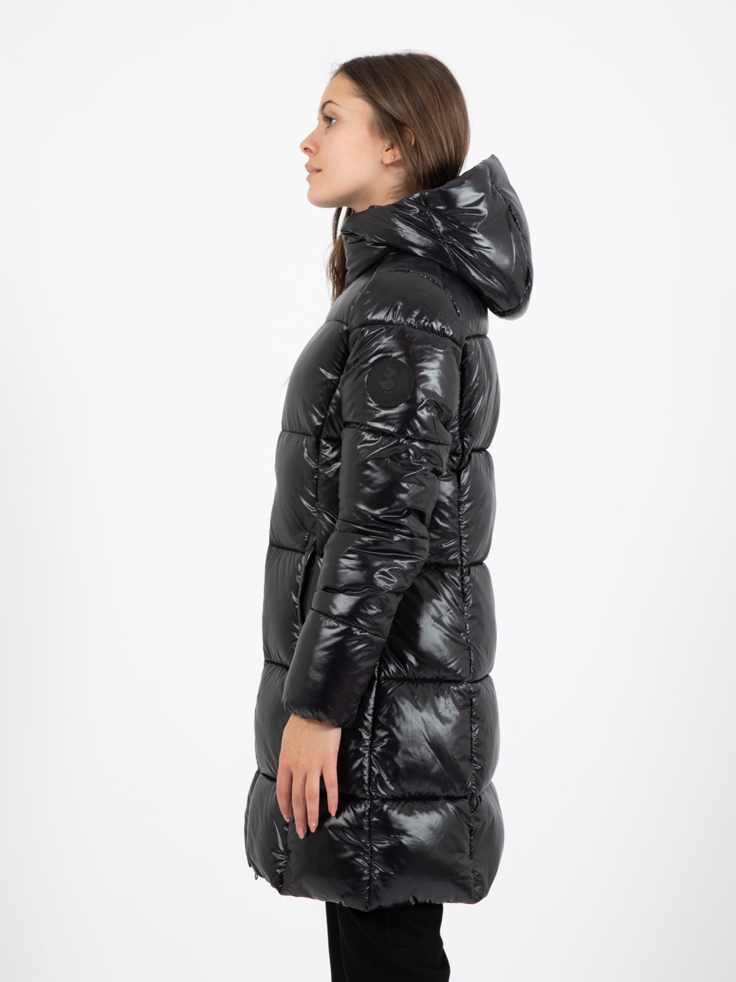 Luck17 Ines hooded black long down jacket