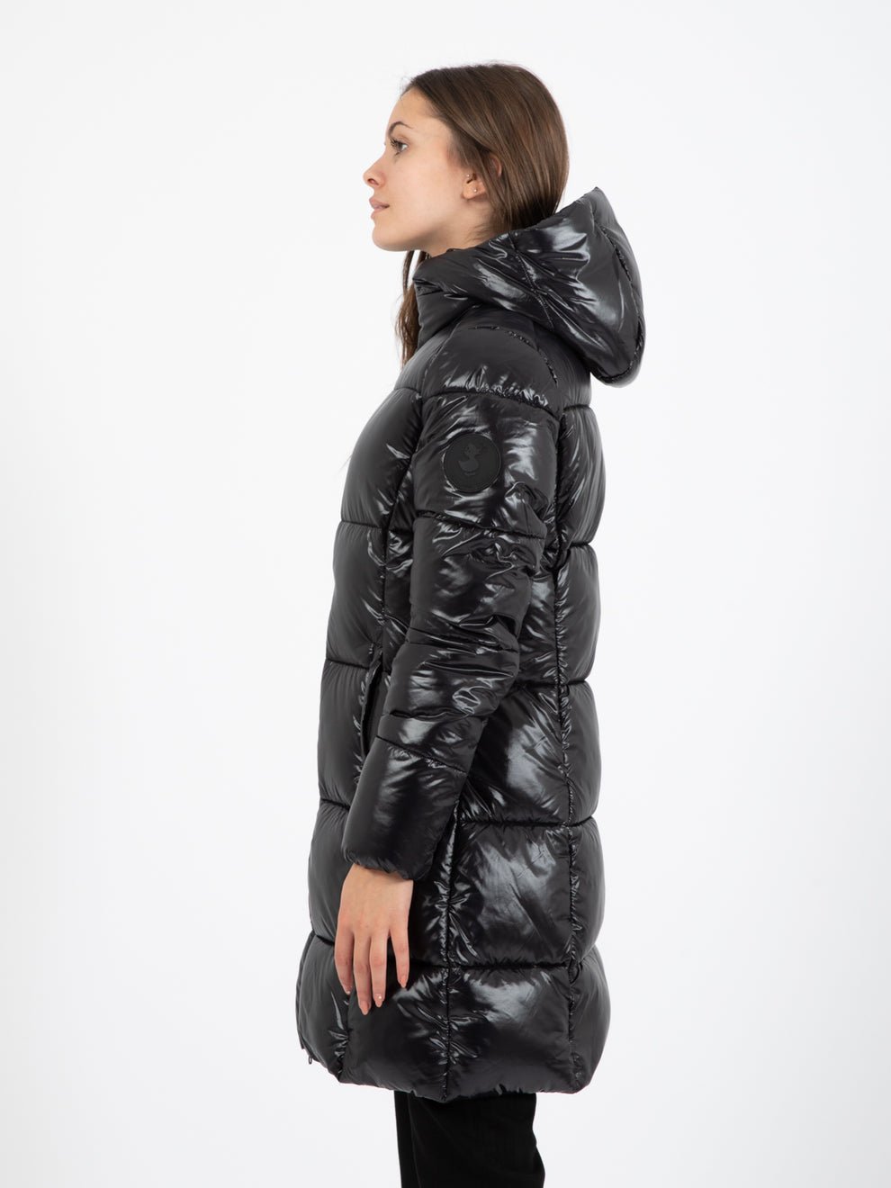 Luck17 Ines hooded black long down jacket