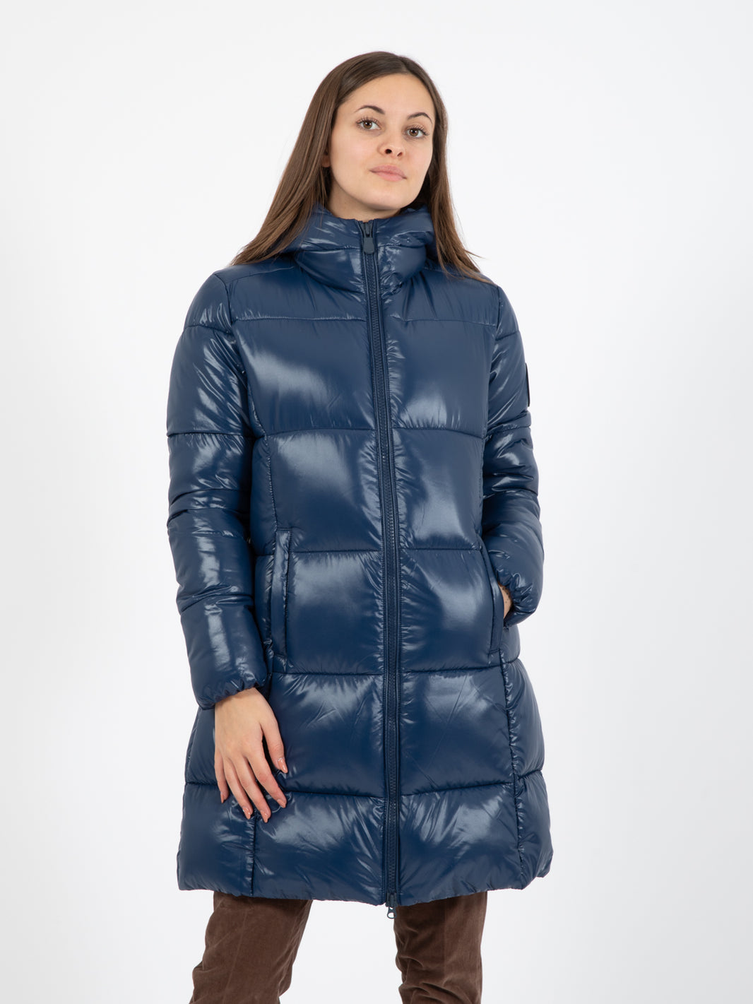 Luck17 Ines hooded ink blue long down jacket