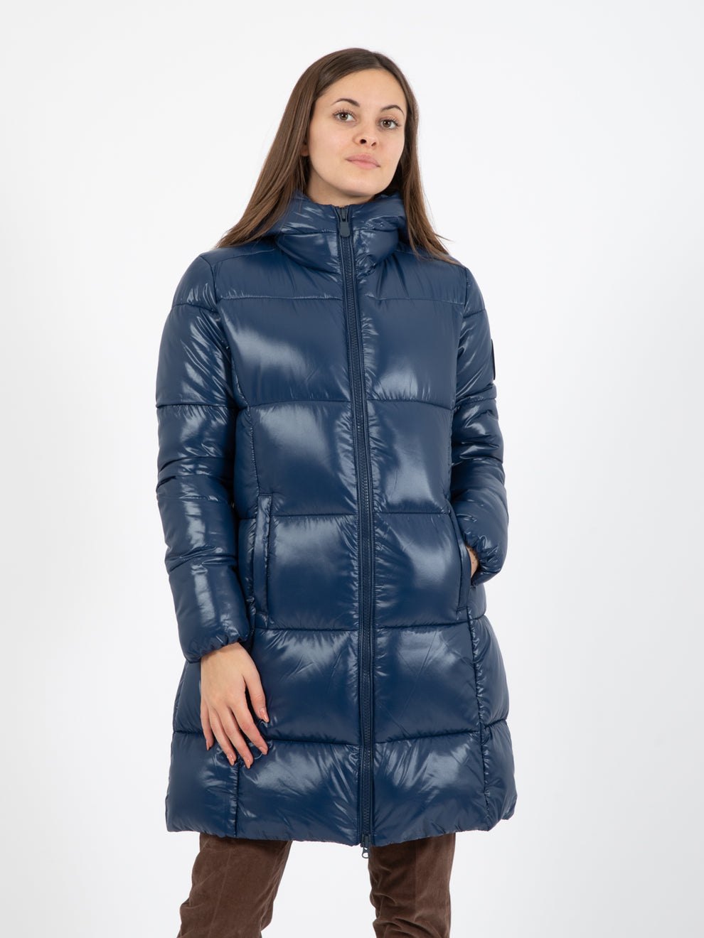 Luck17 Ines hooded ink blue long down jacket