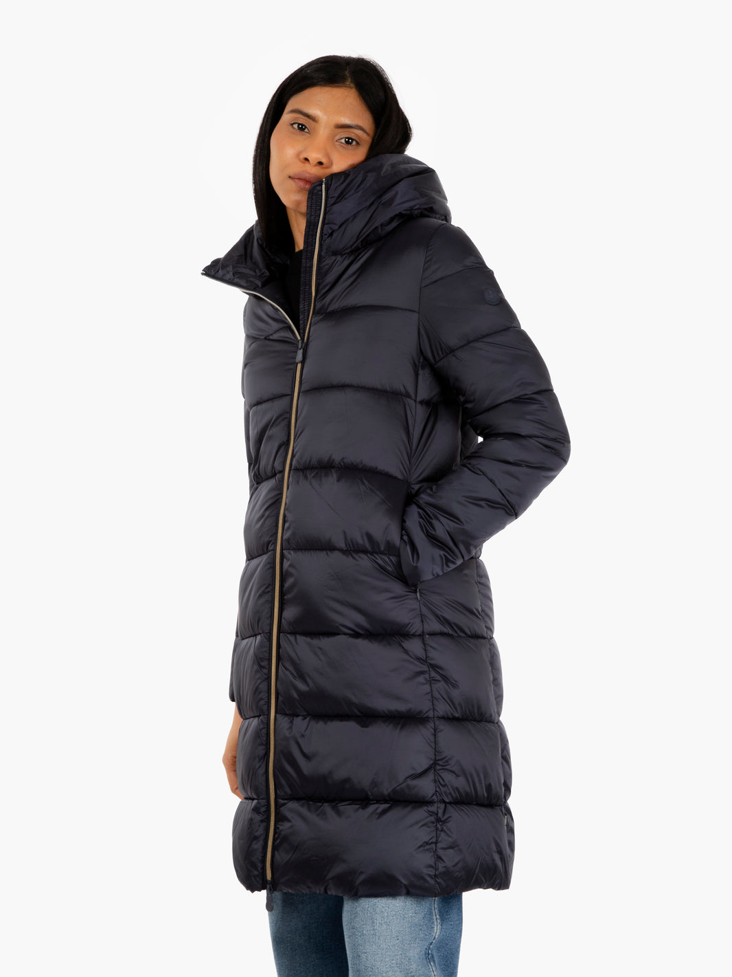 Piumino lungo Lysa hooded coat blue