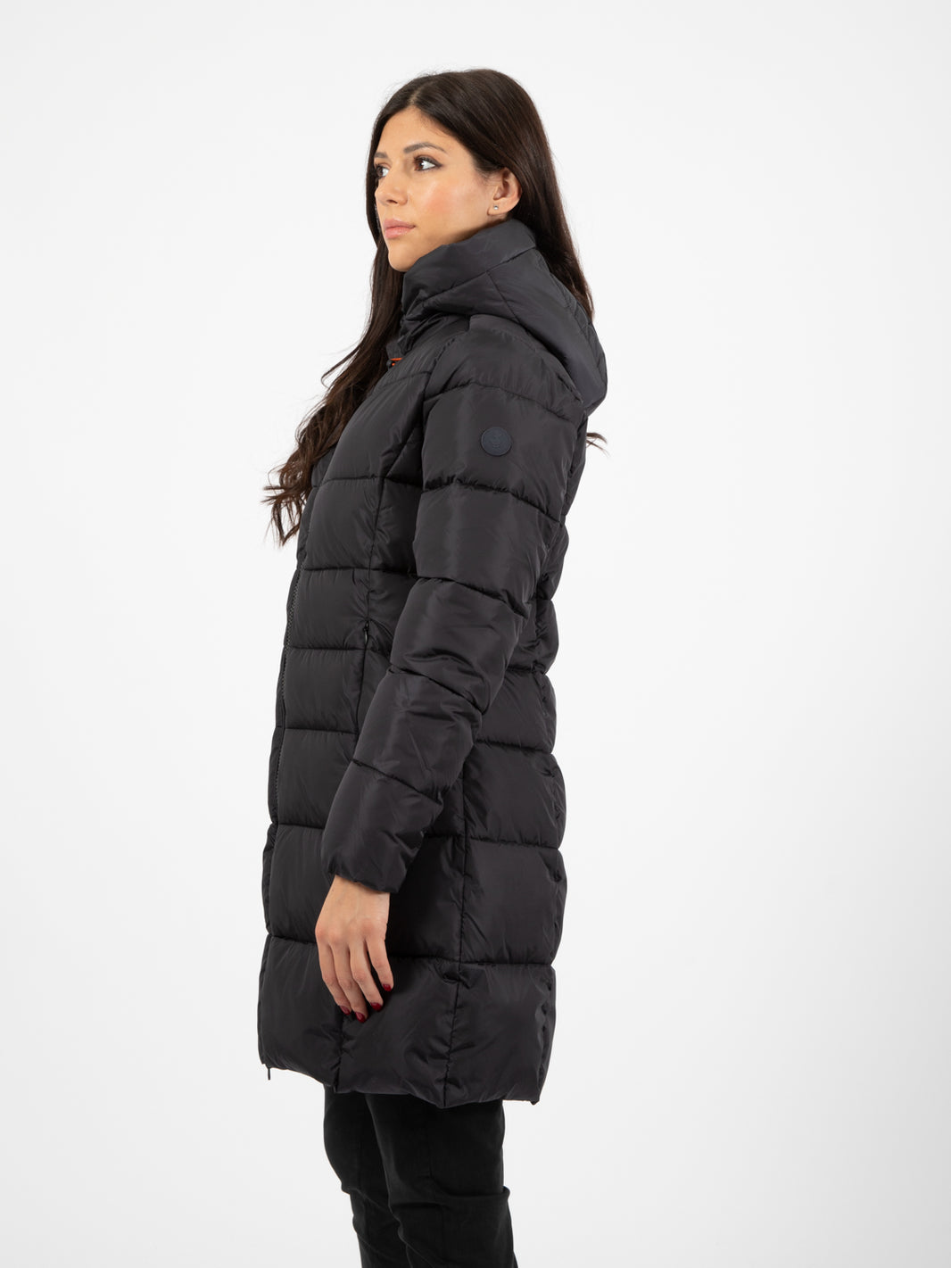 Mega 17 Taylor hooded coat black down jacket