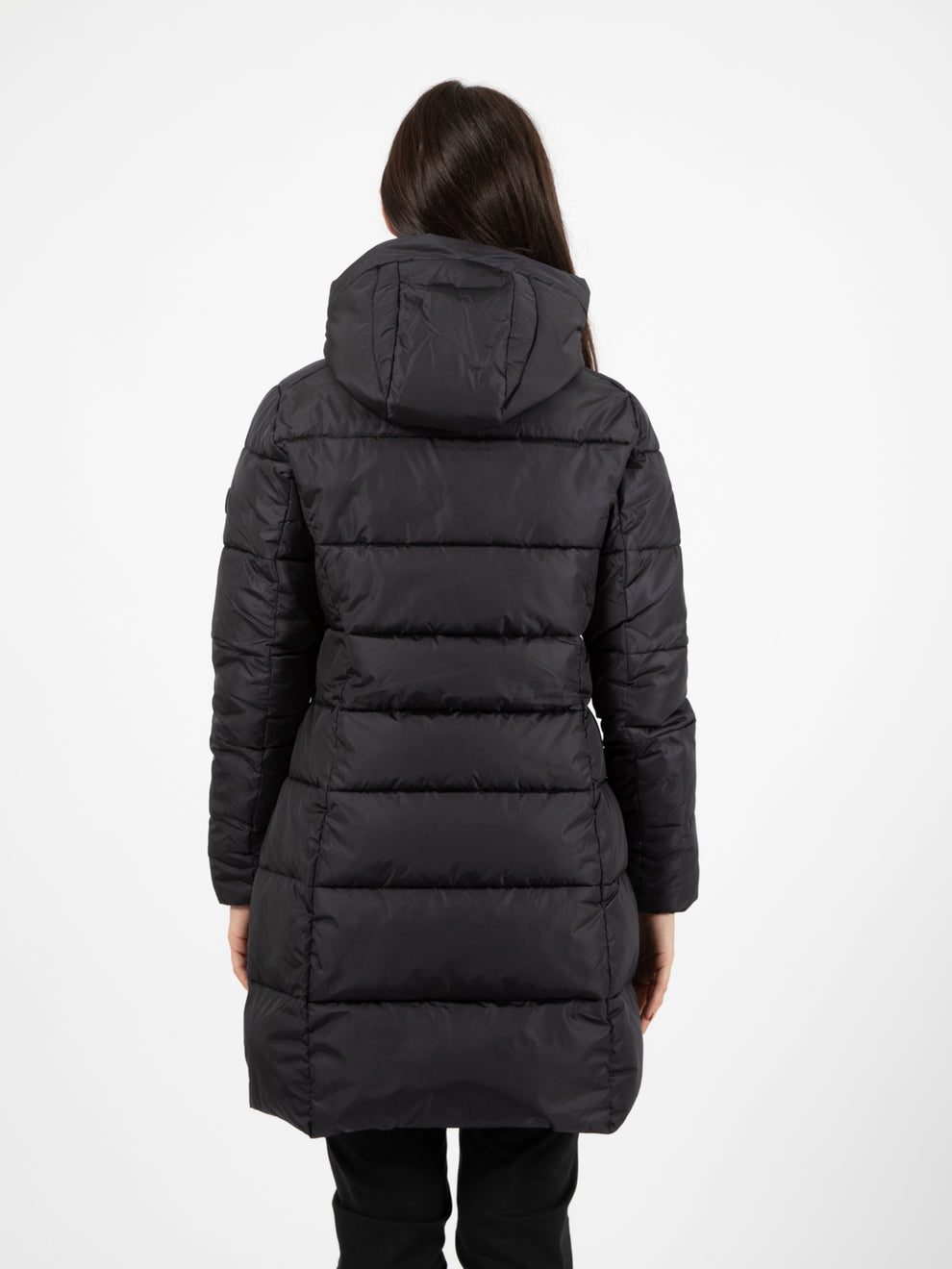 Mega 17 Taylor hooded coat black down jacket
