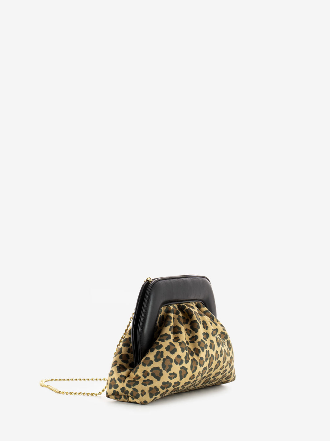 Leopard/Black Faux Leather Shoulder Bag