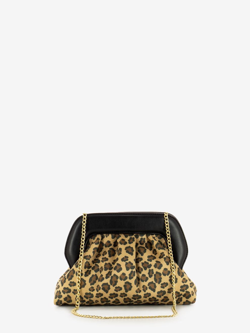 Leopard/Black Faux Leather Shoulder Bag