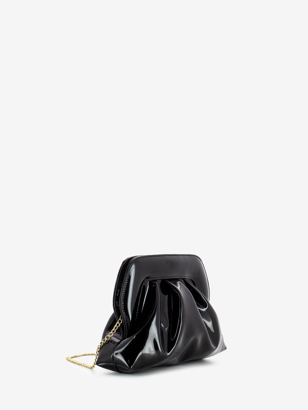 Black patent leather shoulder bag
