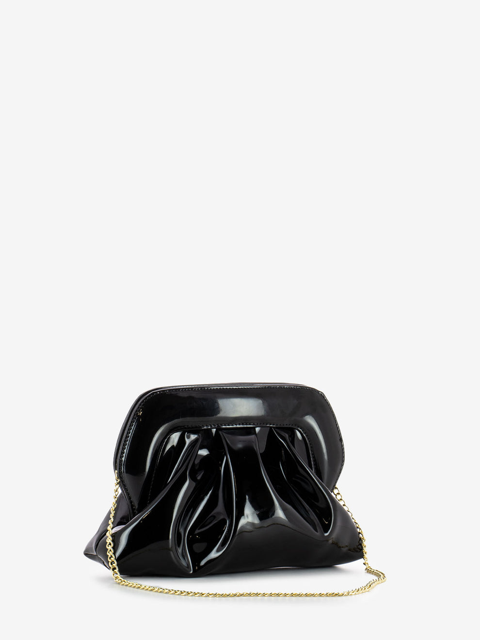 Black patent leather shoulder bag