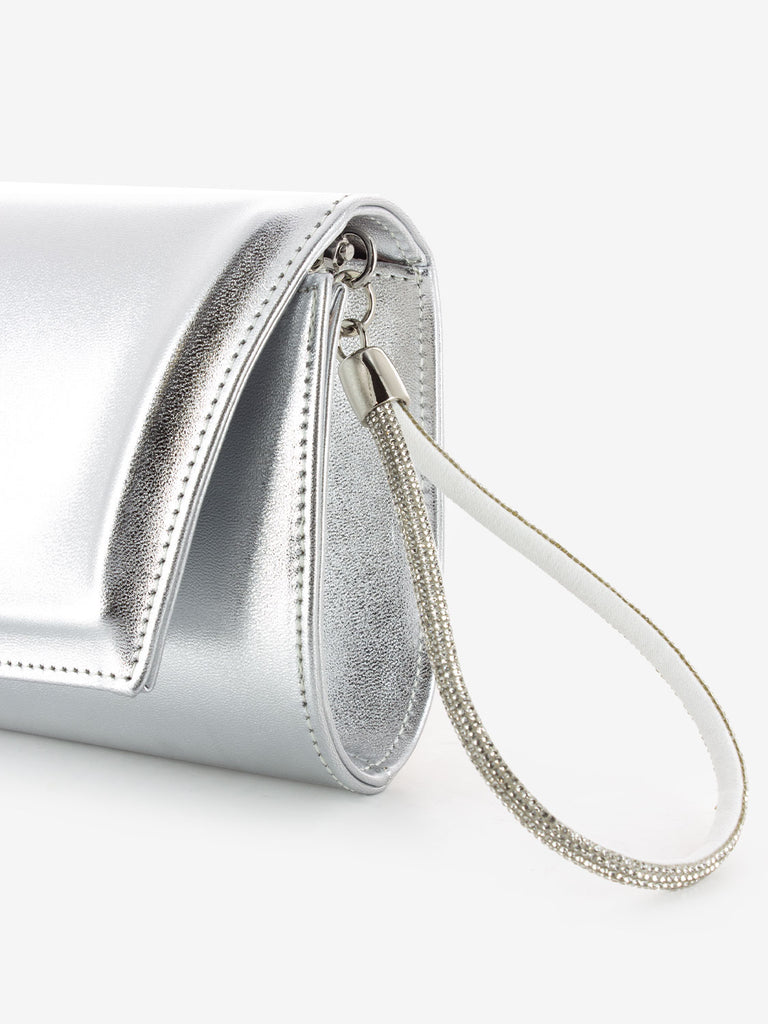 SCARLETT - Borsetta bracciale strass metal silver