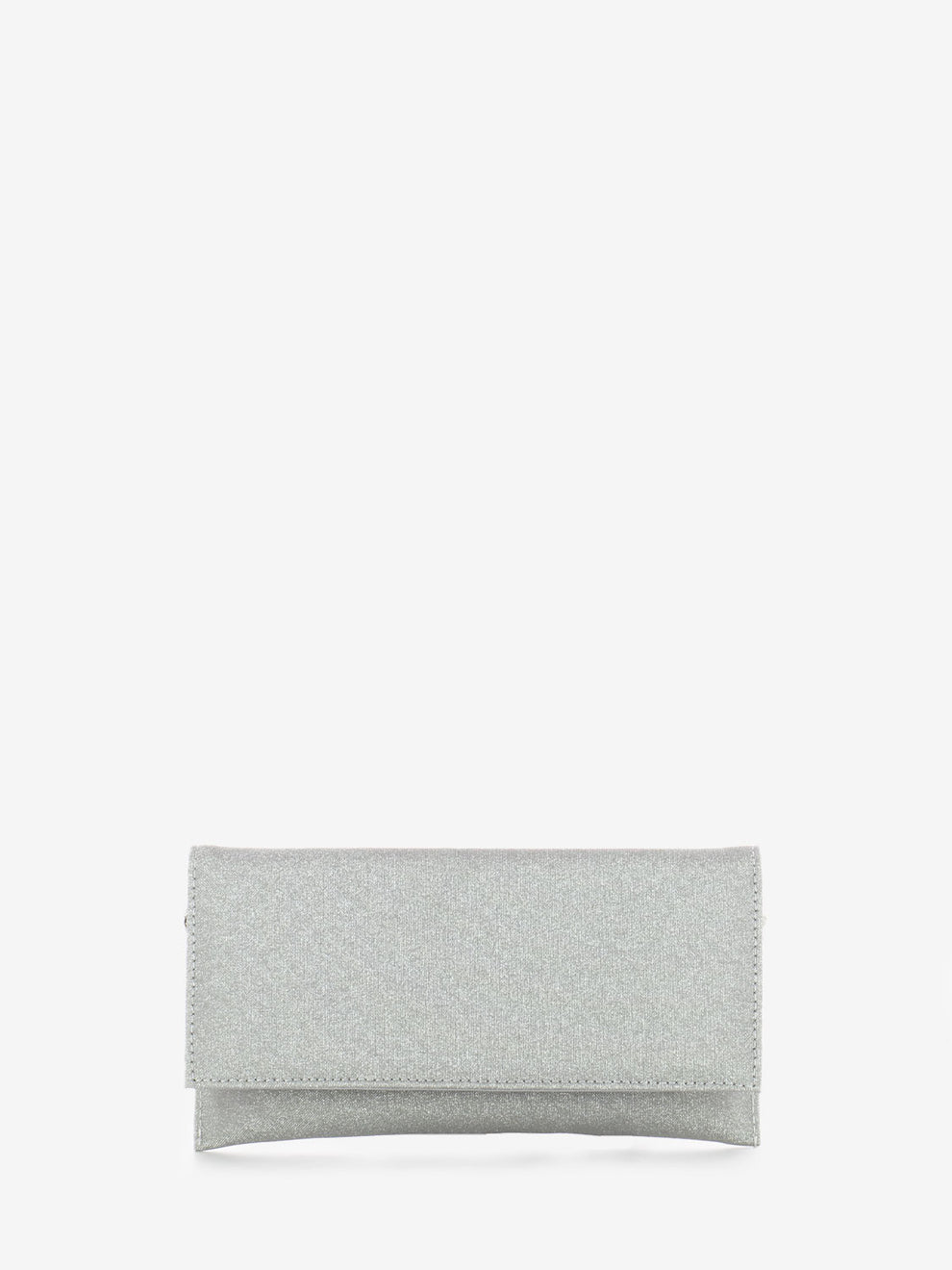 Silver glitter mesh clutch