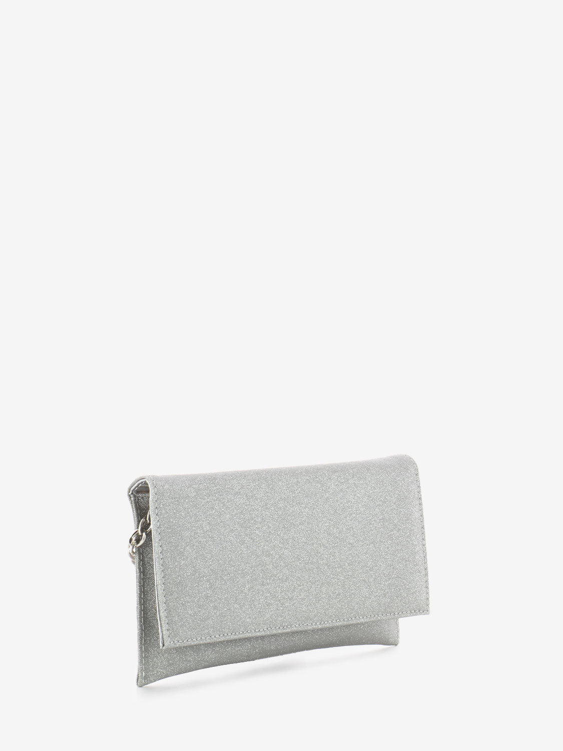 Silver glitter mesh clutch
