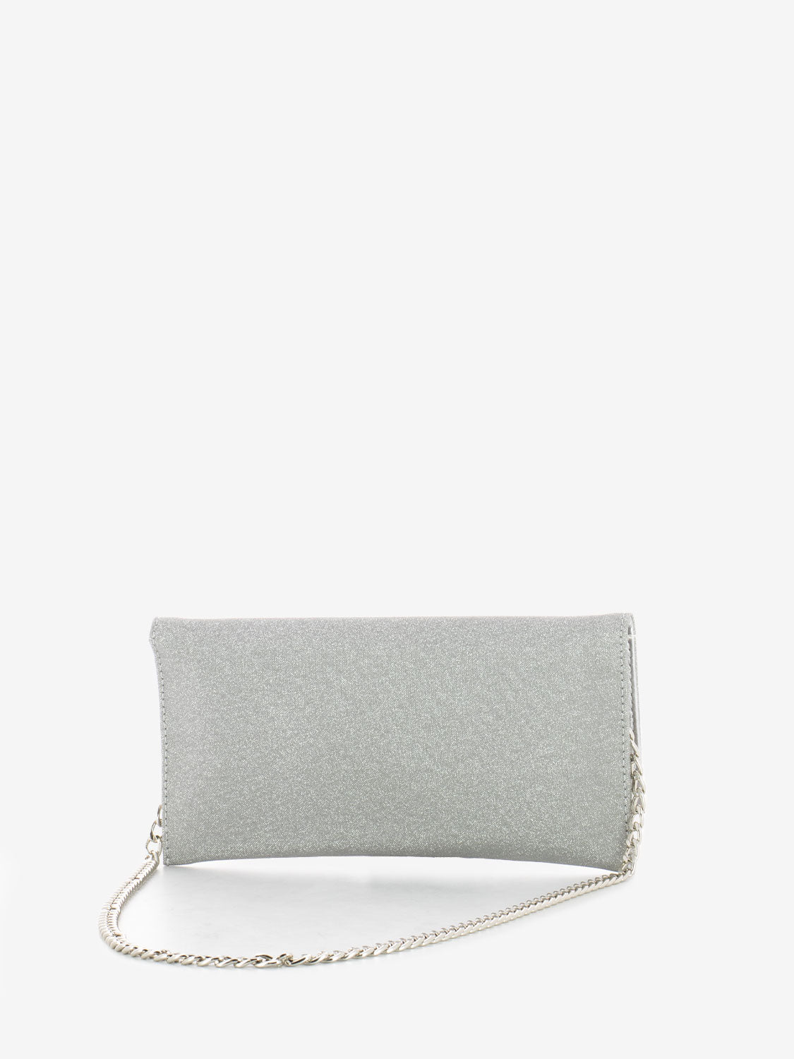 Silver glitter mesh clutch