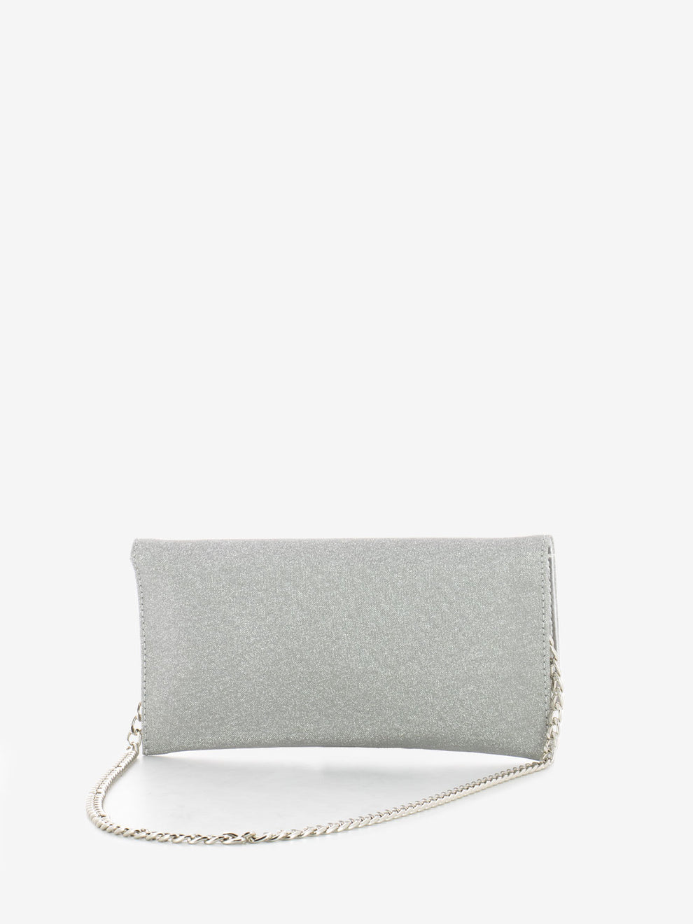 Silver glitter mesh clutch