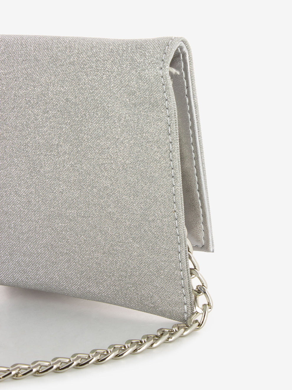 Silver glitter mesh clutch