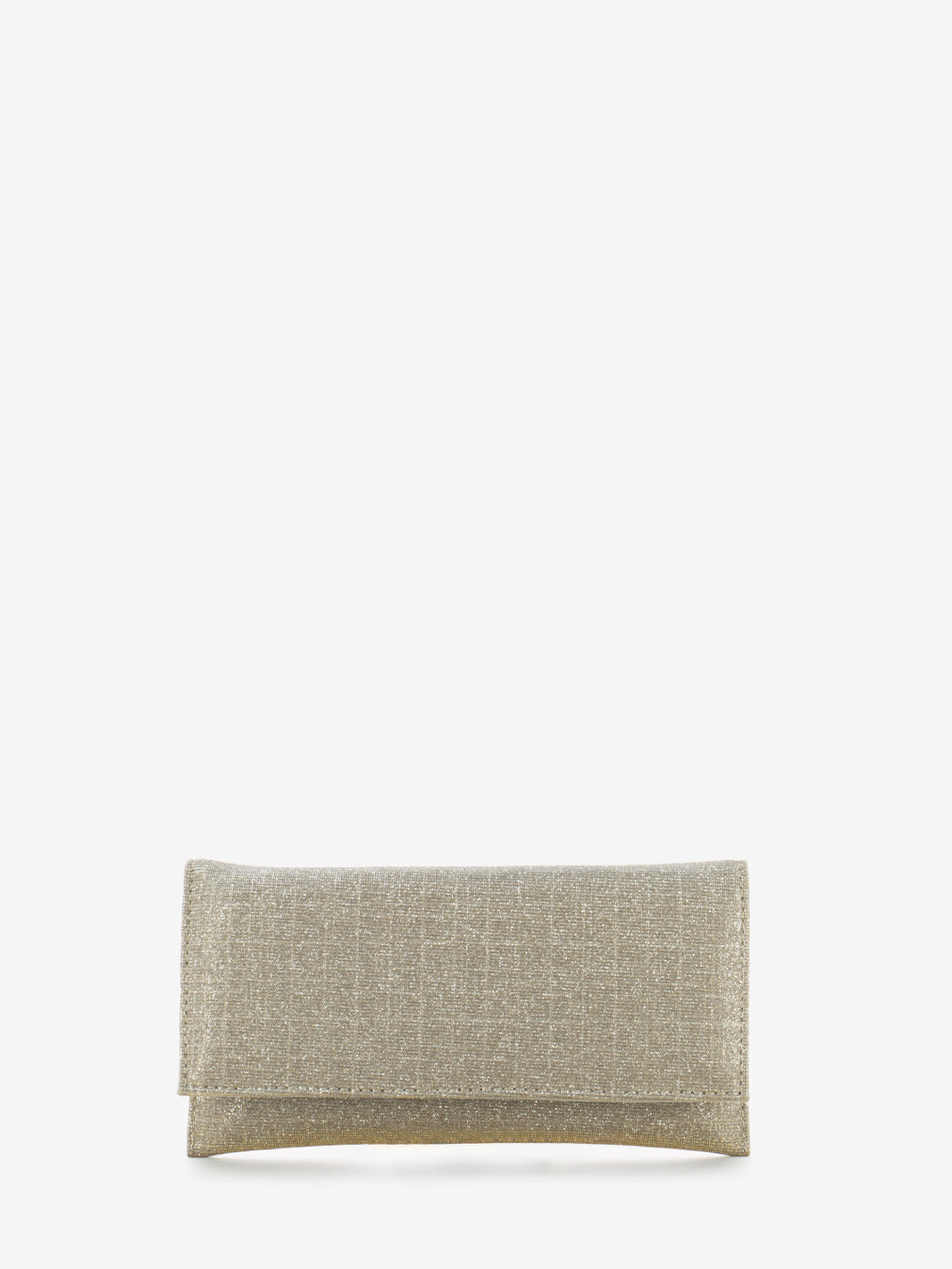 Beige glitter mesh clutch bag