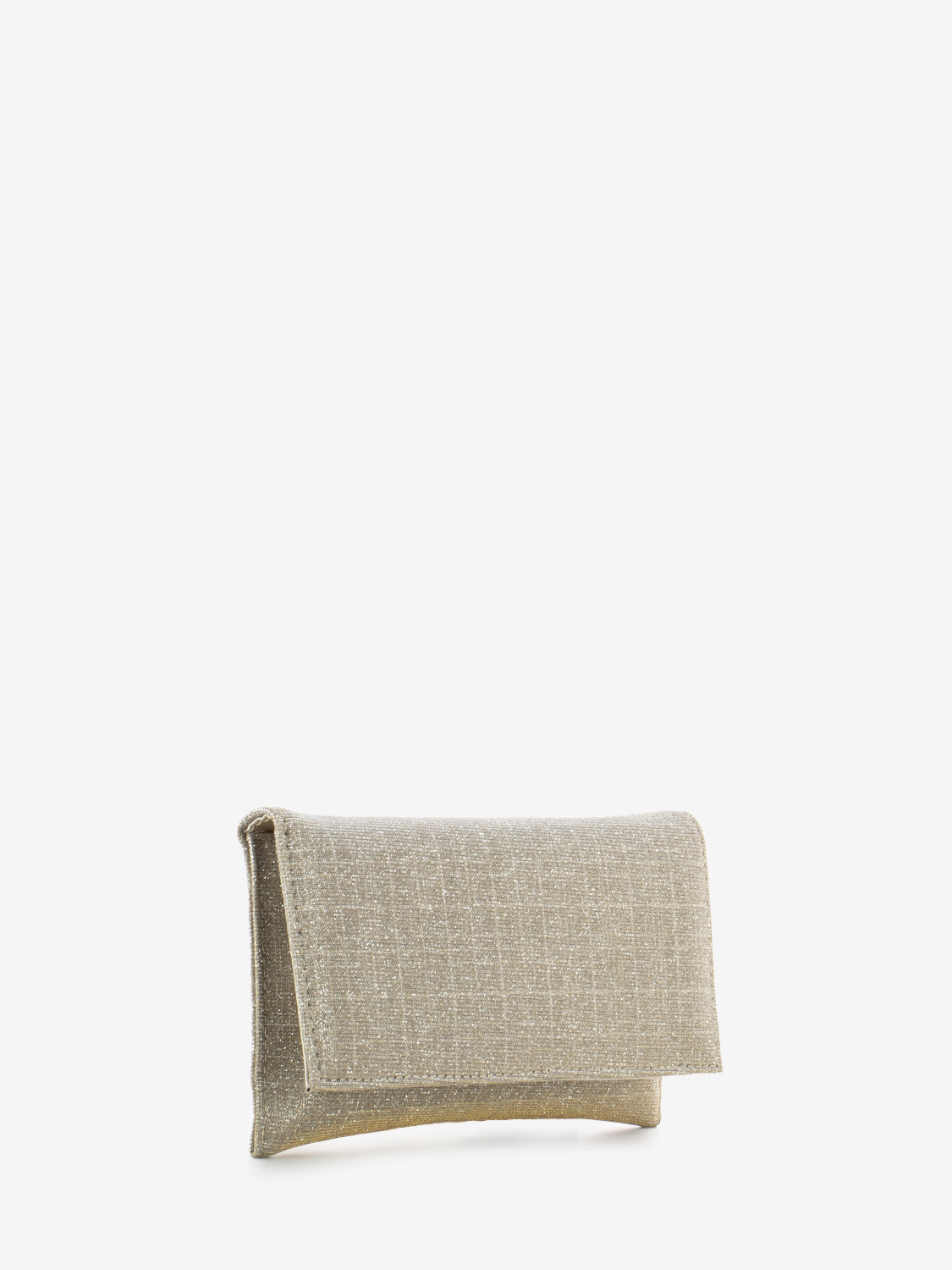 Beige glitter mesh clutch bag