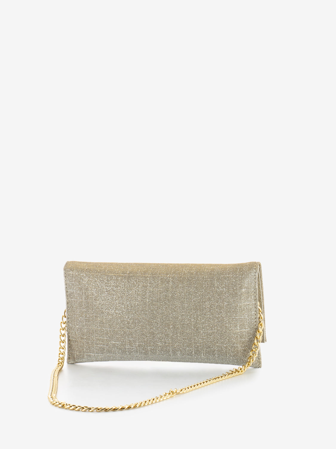 Beige glitter mesh clutch bag