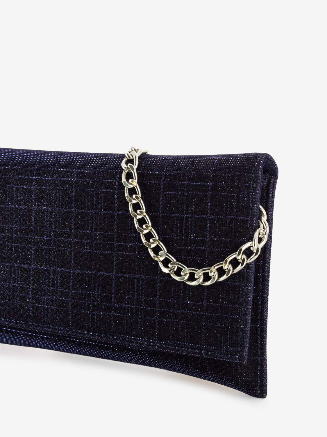 Pochette in mesh glitter blu