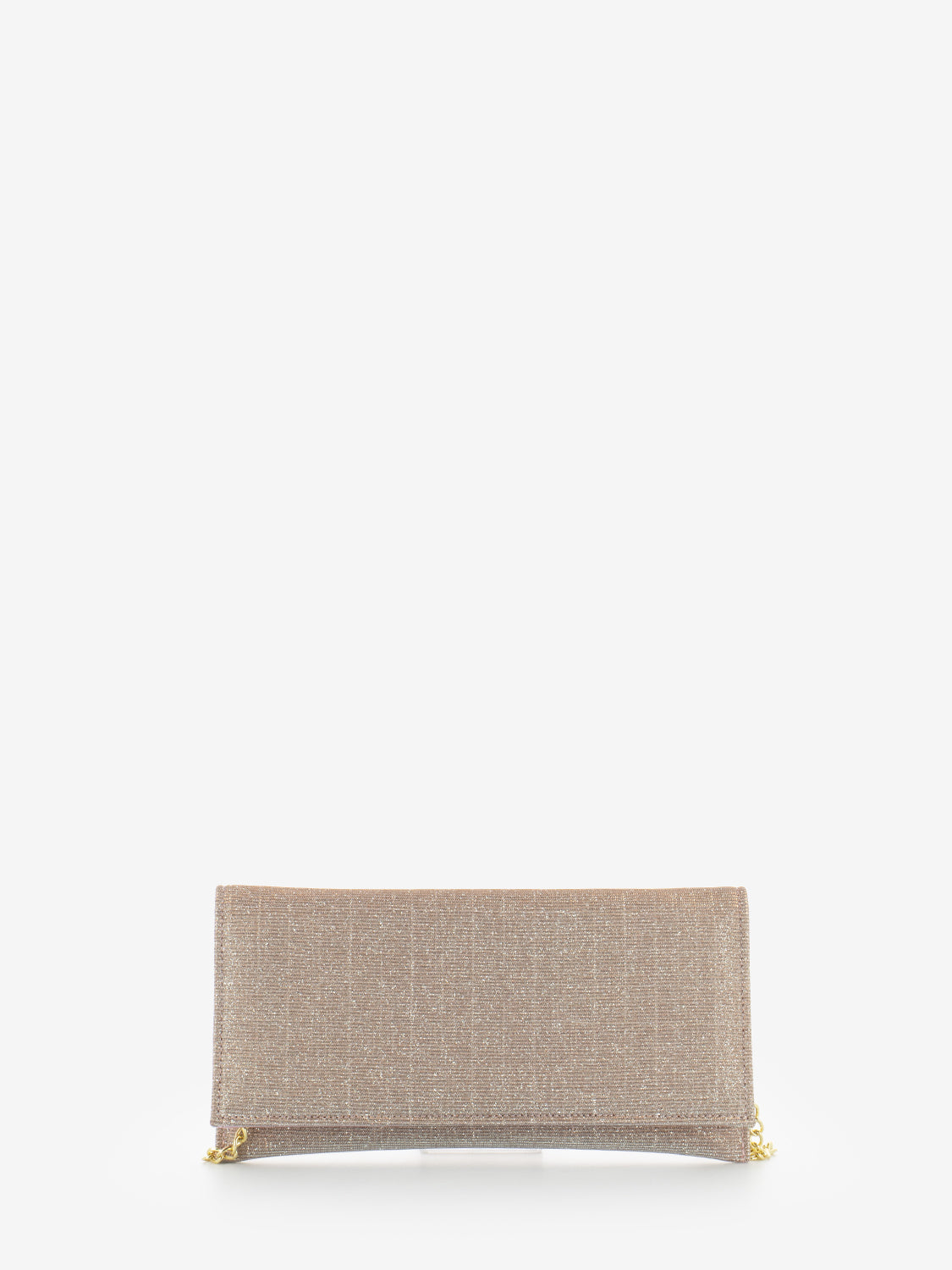 Pochette in mesh glitter cipria