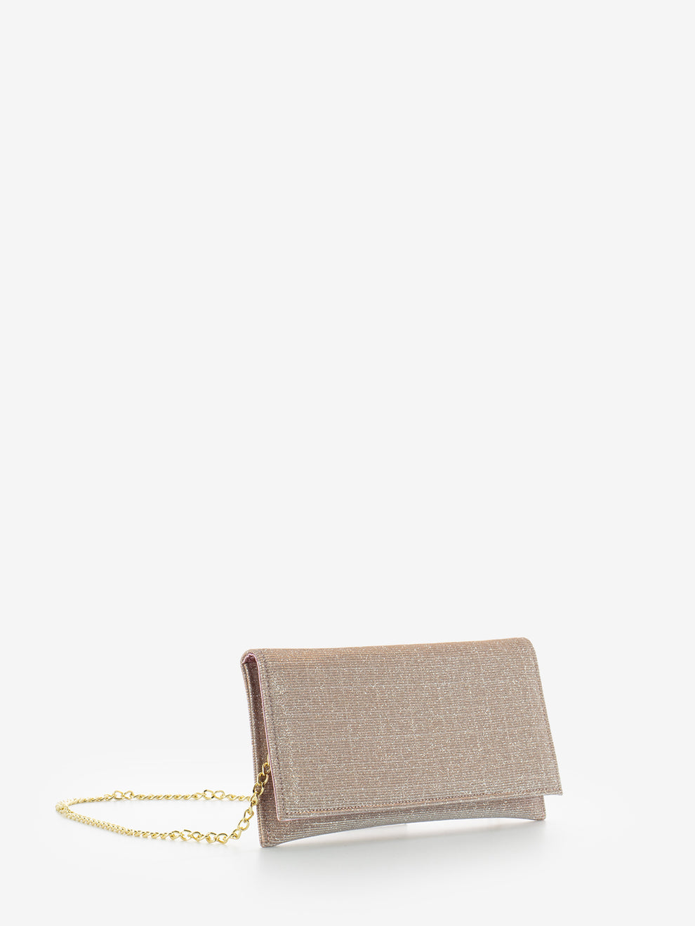 Pochette in mesh glitter cipria