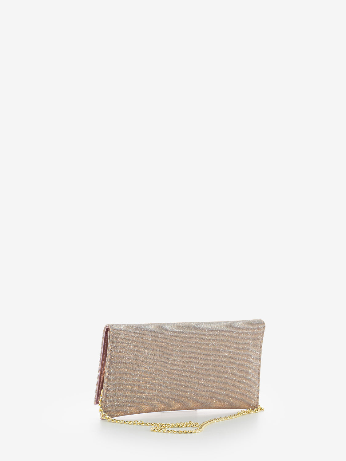 Pochette in mesh glitter cipria