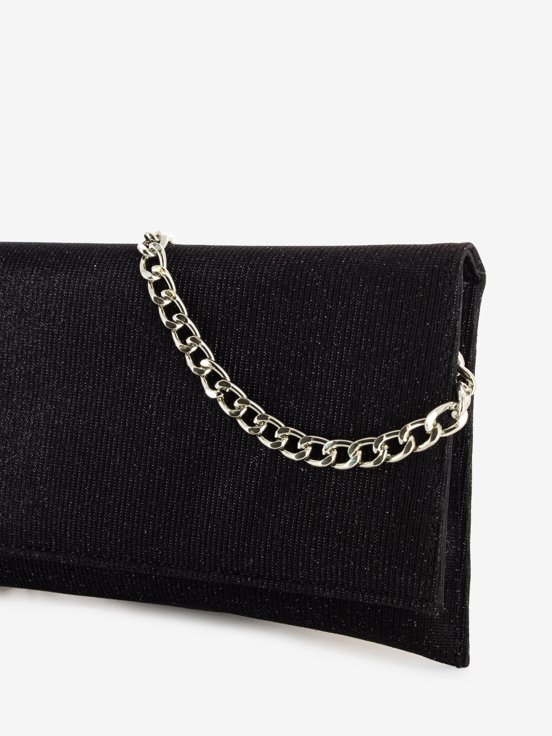Pochette in mesh glitter nero