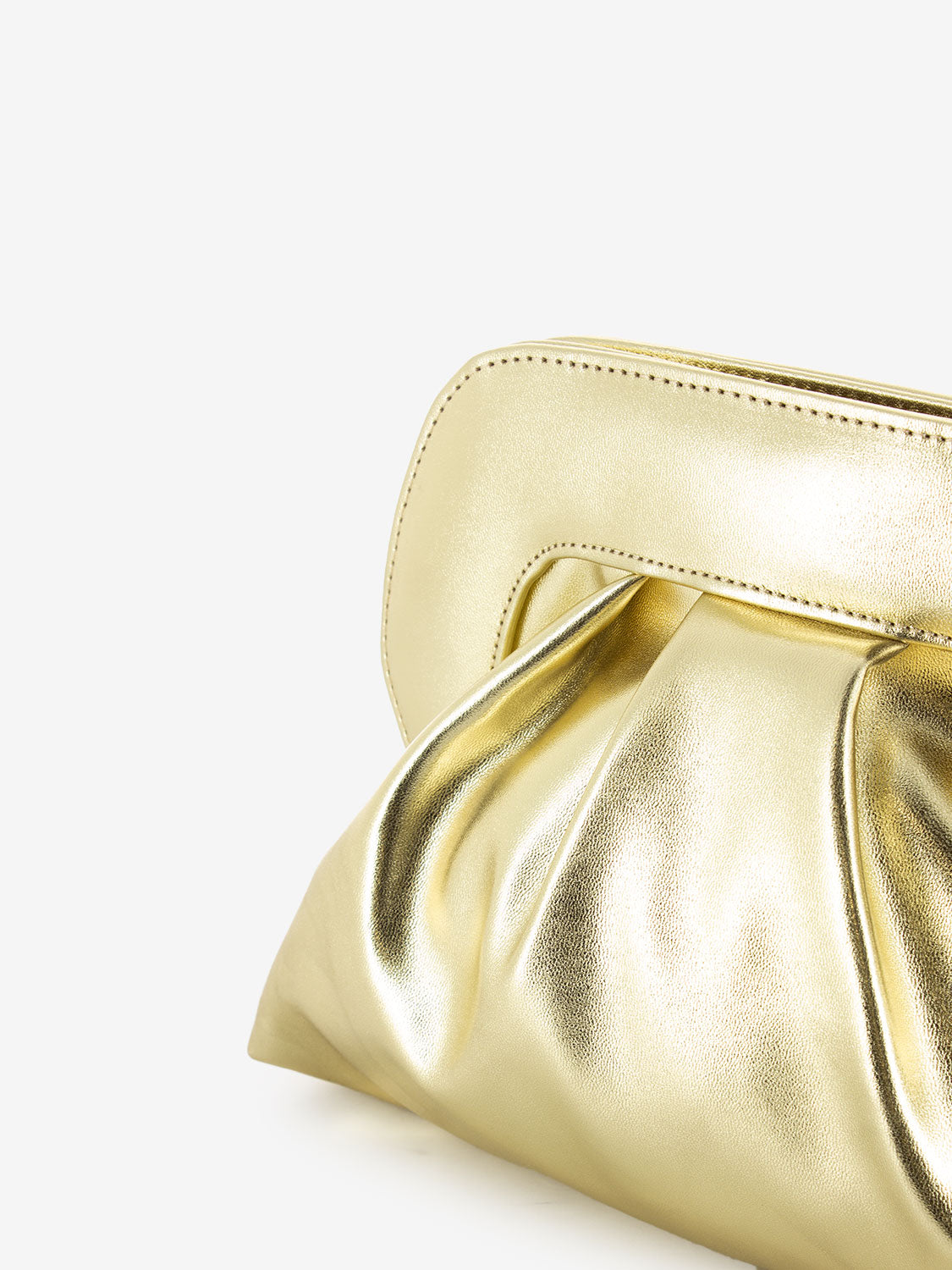Pochette metallizzata con tracolla platino