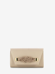 SCARLETT - Pochette soft con fiocco strass beige