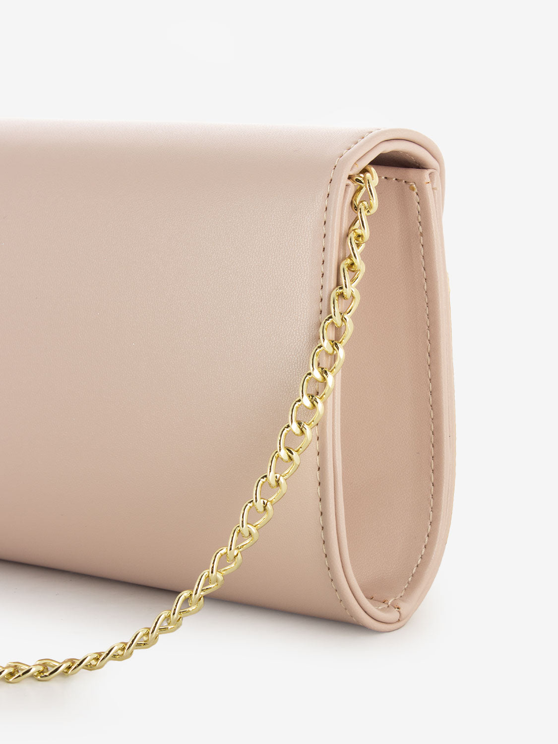 Pochette soft con fiocco strass cipria