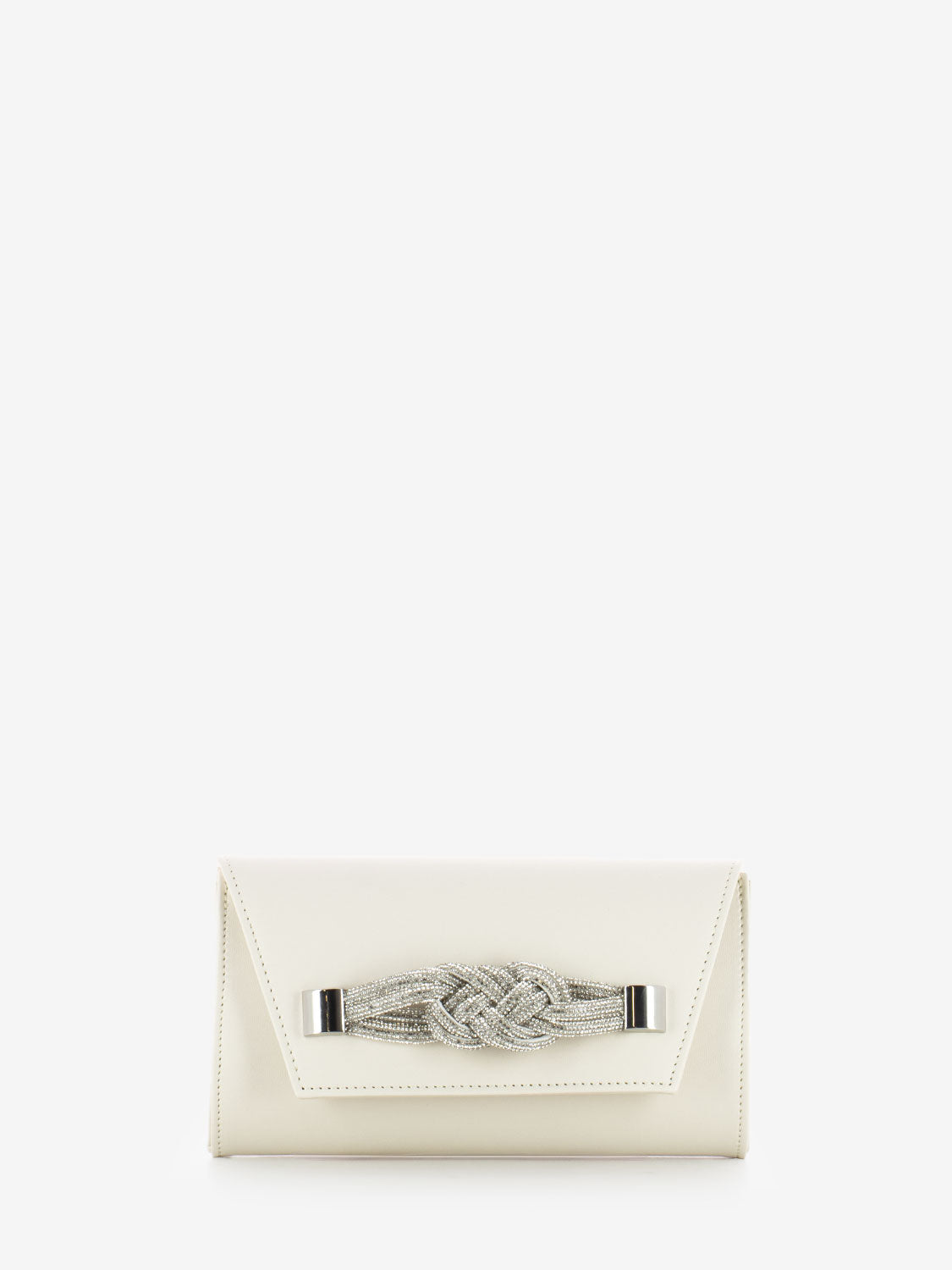 Pochette soft con fiocco strass milk