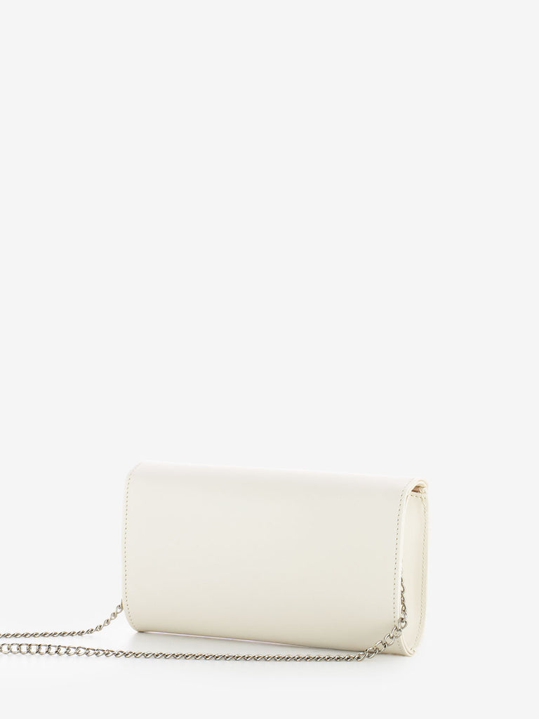 SCARLETT - Pochette soft con fiocco strass milk
