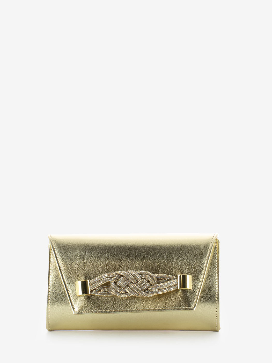Pochette soft con fiocco strass platino