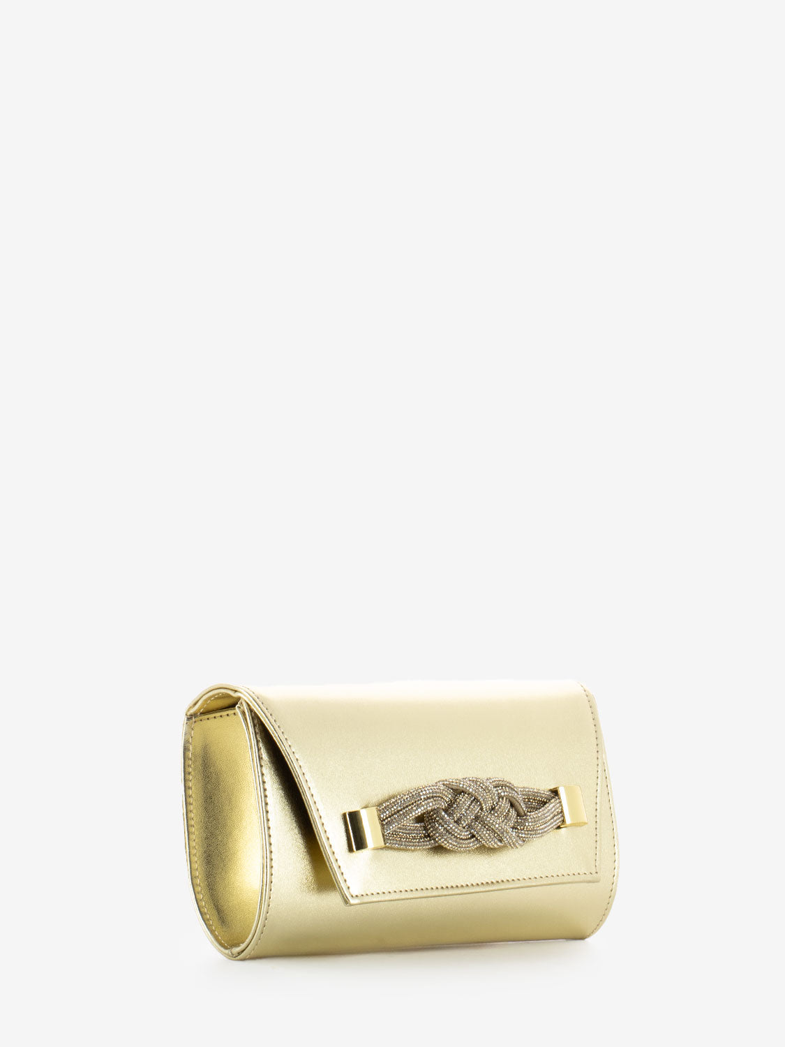 Pochette soft con fiocco strass platino