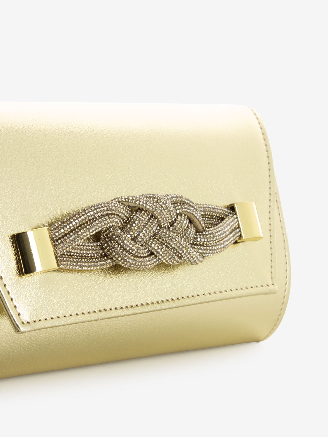 Pochette soft con fiocco strass platino