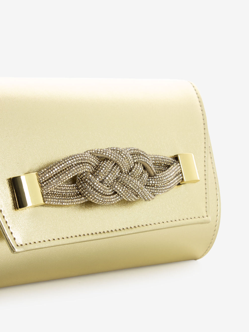 Pochette soft con fiocco strass platino
