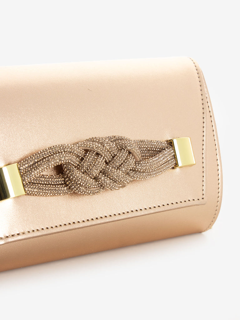 SCARLETT - Pochette soft con fiocco strass rame