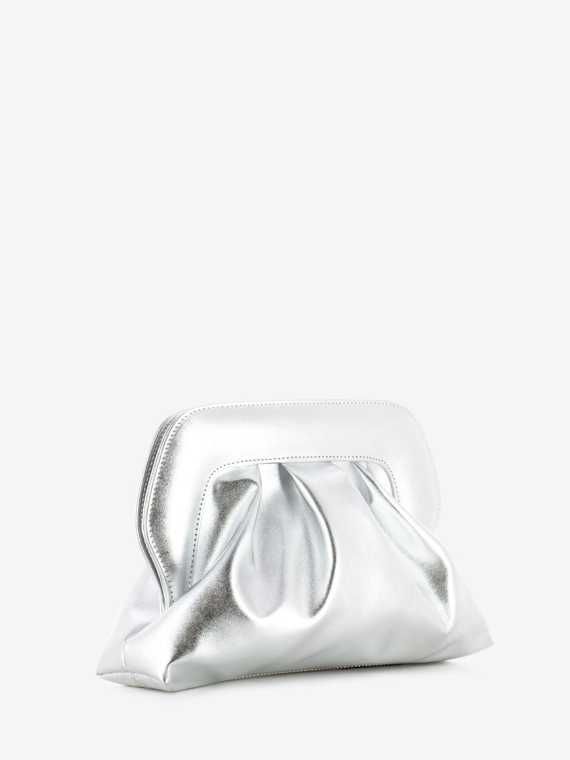 Silver soft metal clutch