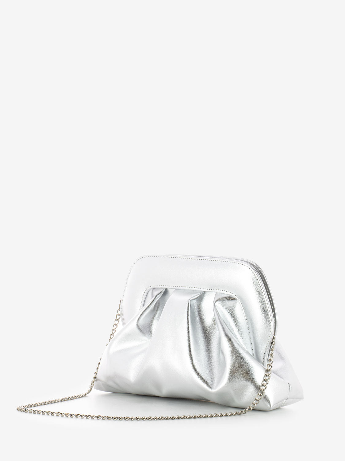 Silver soft metal clutch