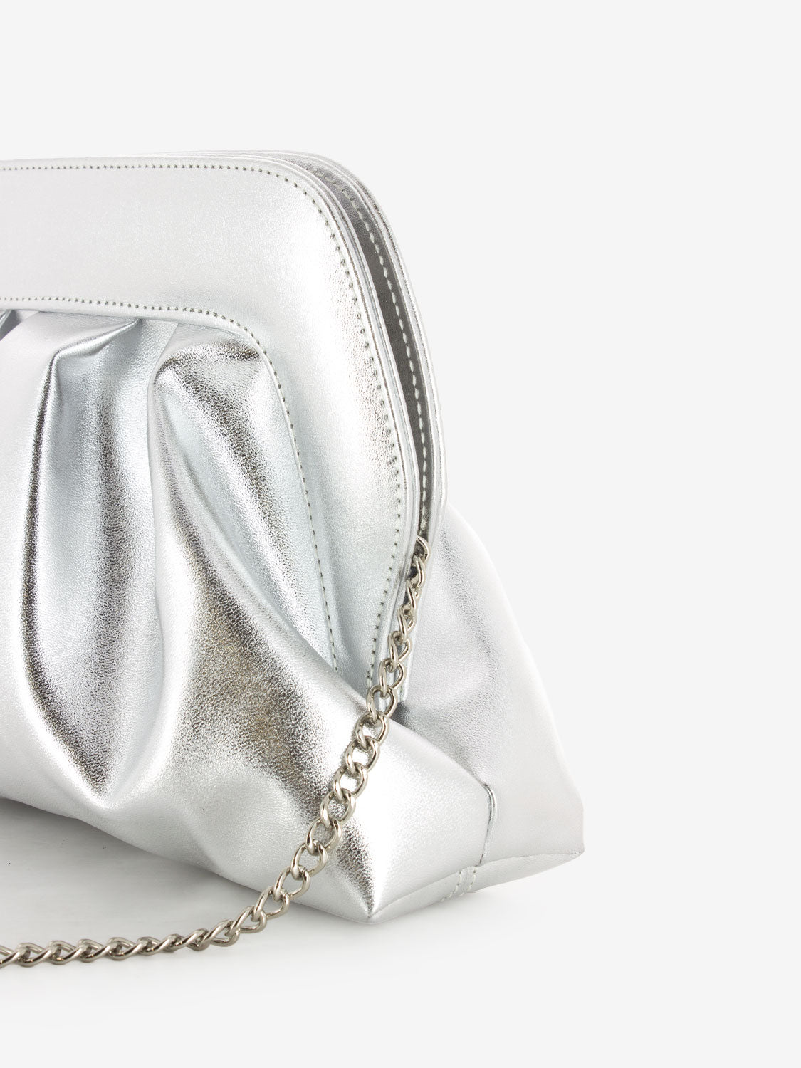 Silver soft metal clutch