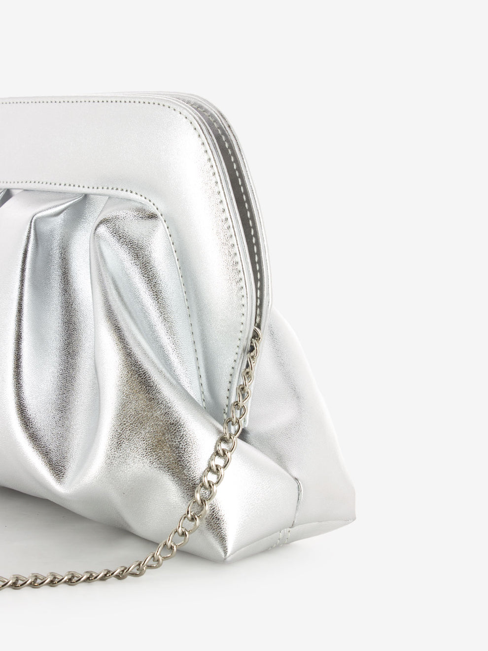 Silver soft metal clutch