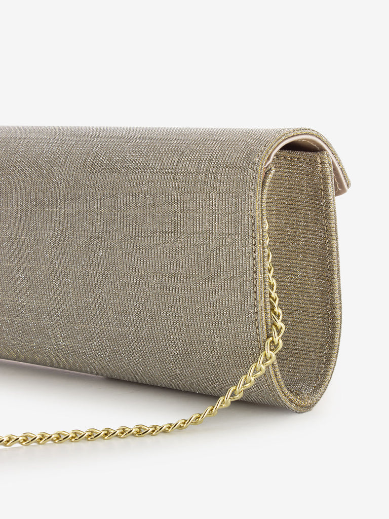 SCARLETT - Pochette tessuto glitter beige