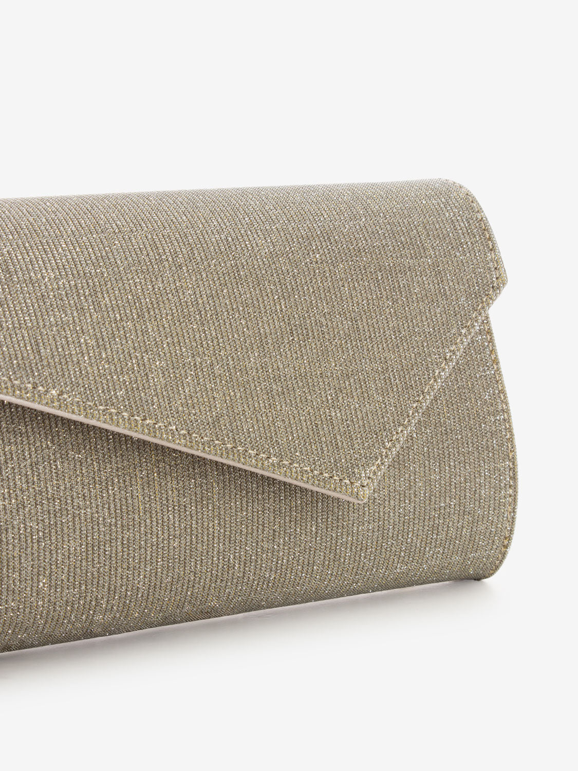 Pochette tessuto glitter beige