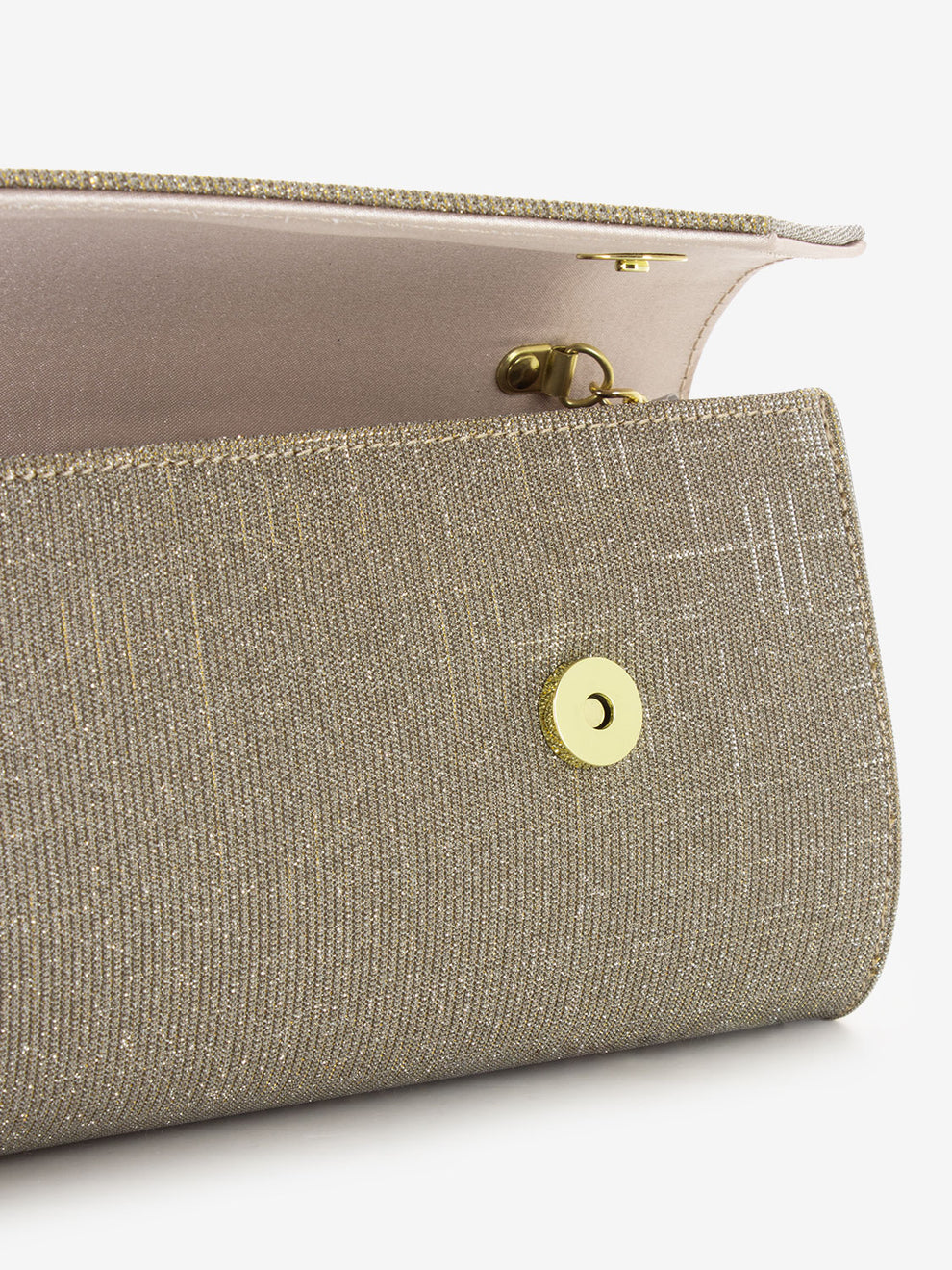 Pochette tessuto glitter beige