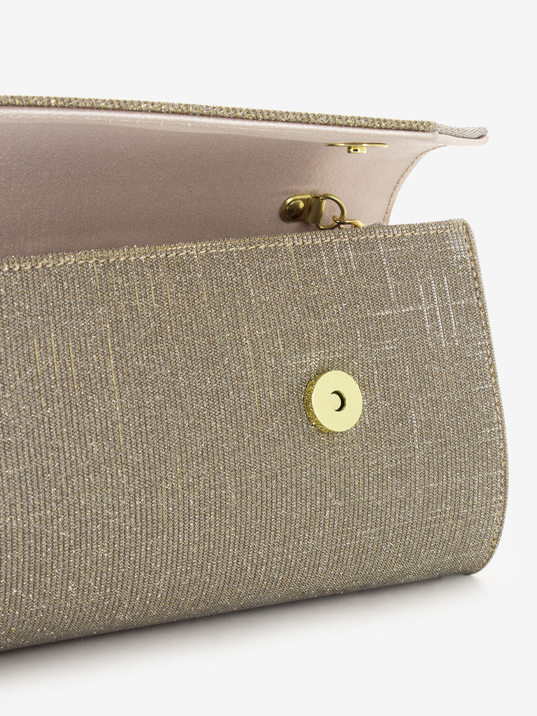 SCARLETT - Pochette tessuto glitter beige