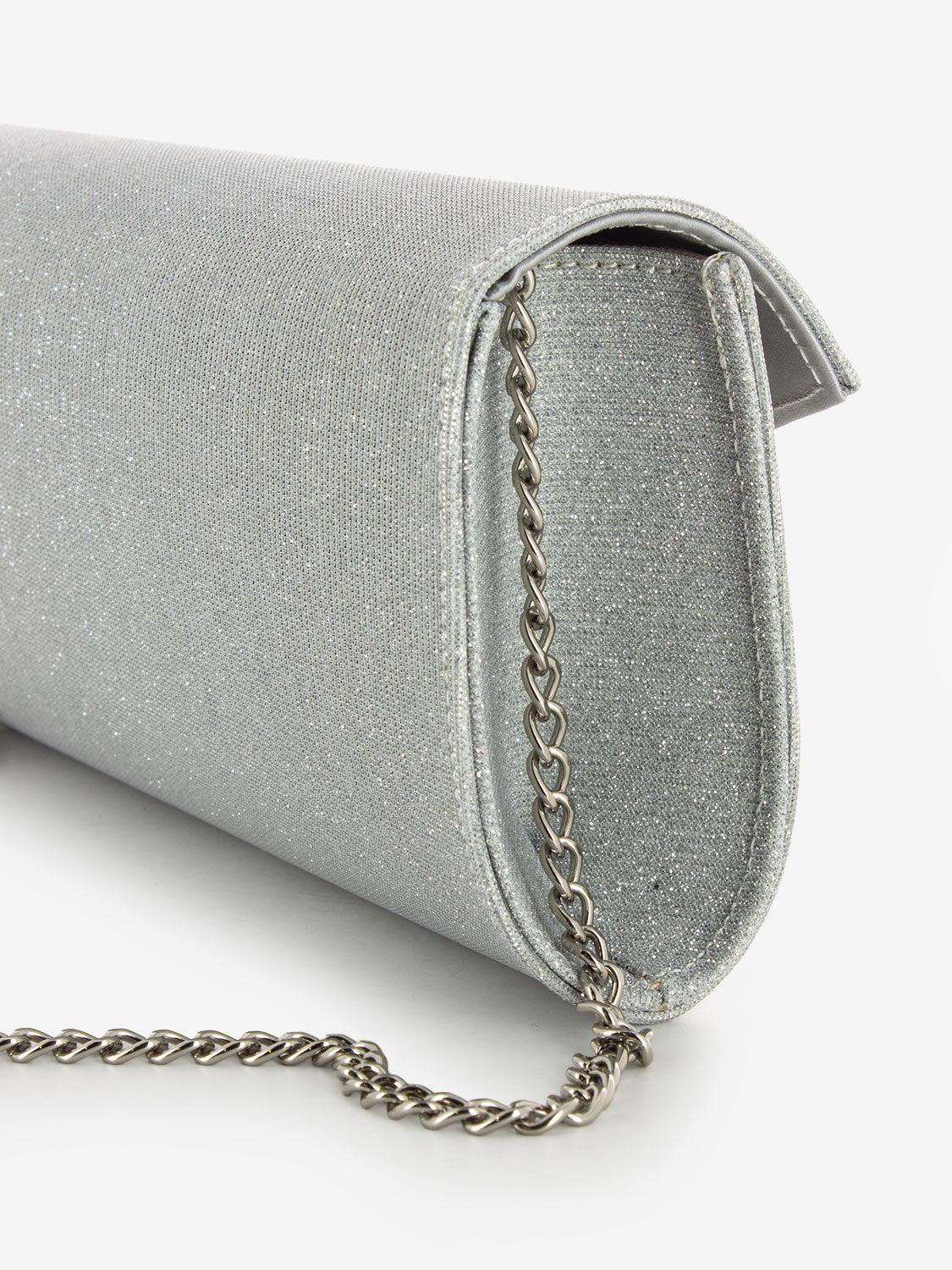 Pochette tessuto night glitter argento