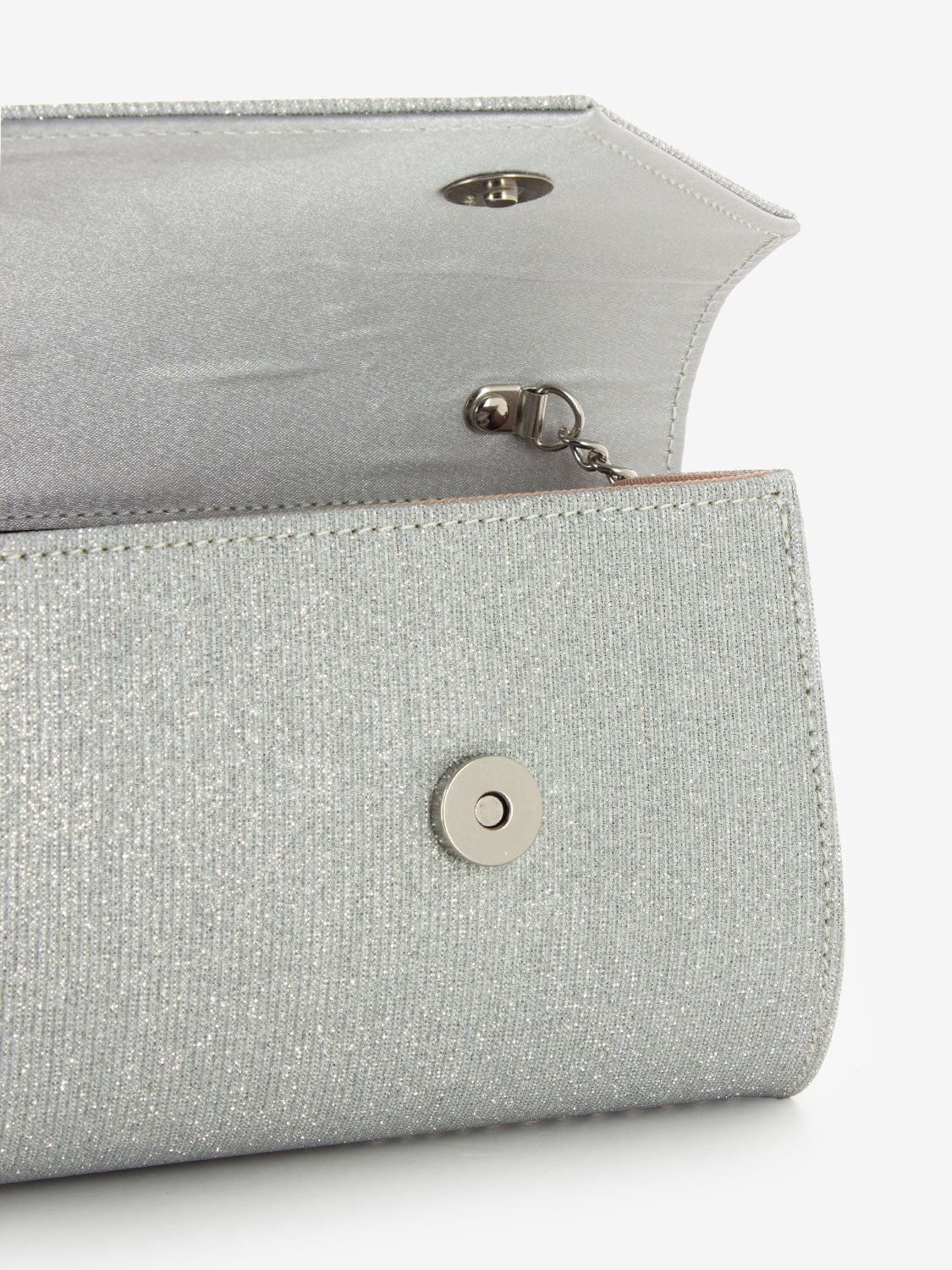 Pochette tessuto night glitter argento