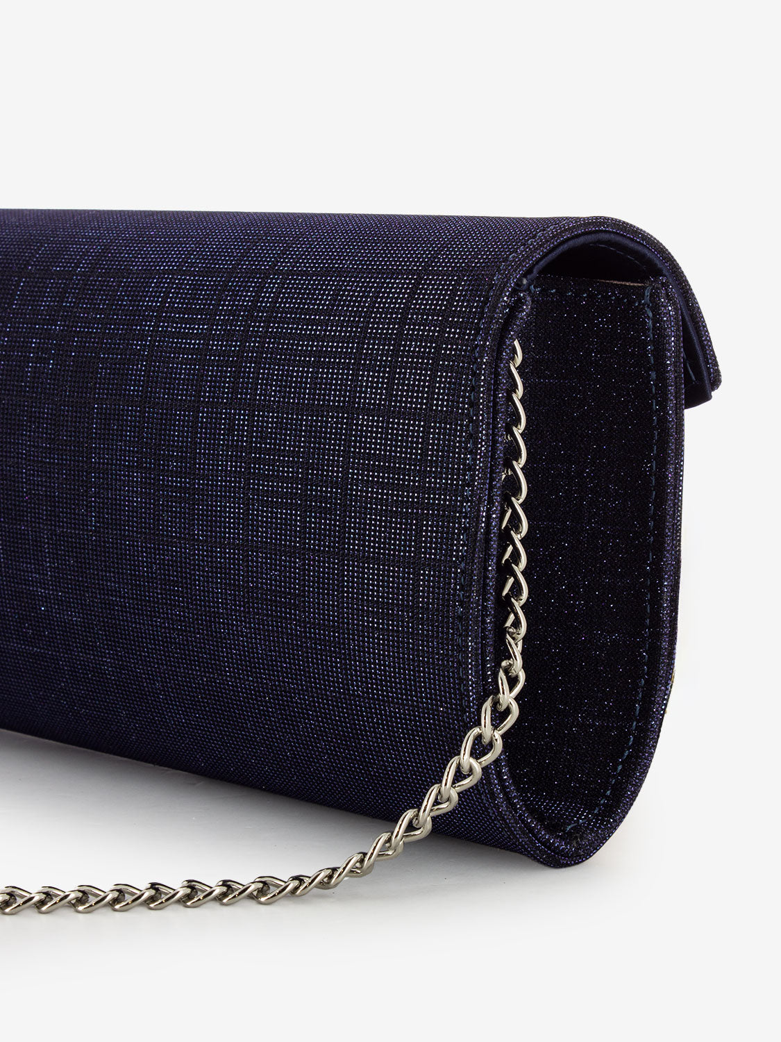 Pochette tessuto night glitter blu