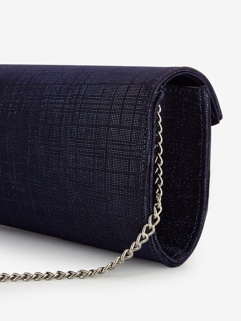 Pochette tessuto night glitter blu