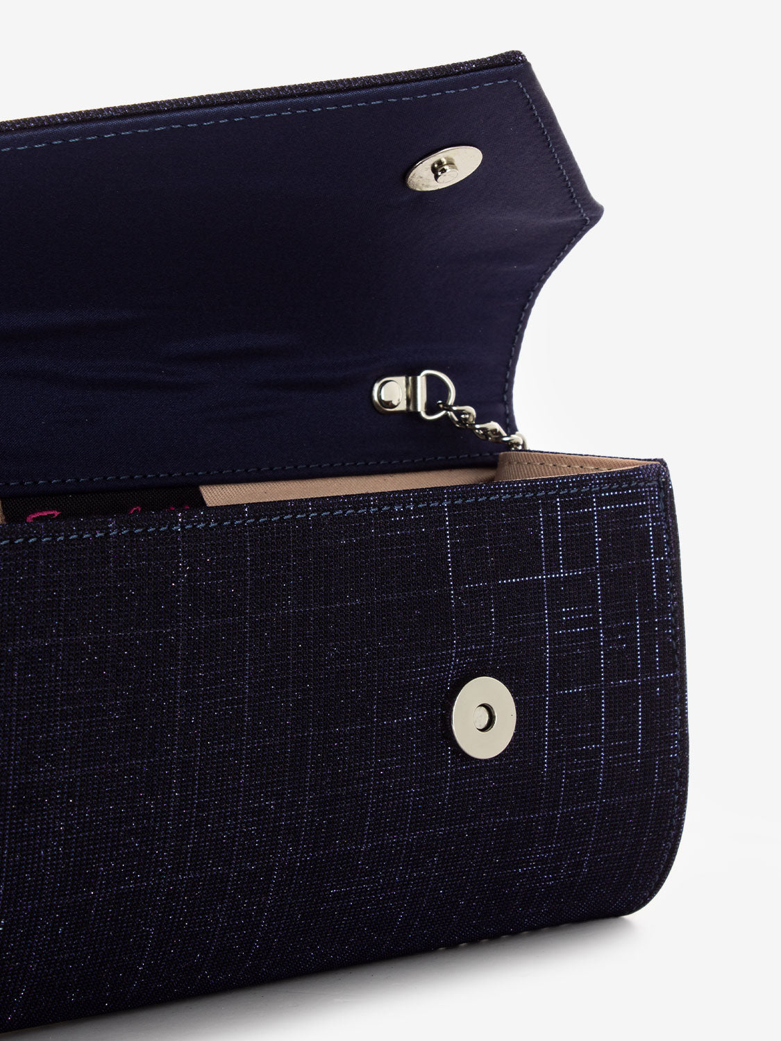 Pochette tessuto night glitter blu