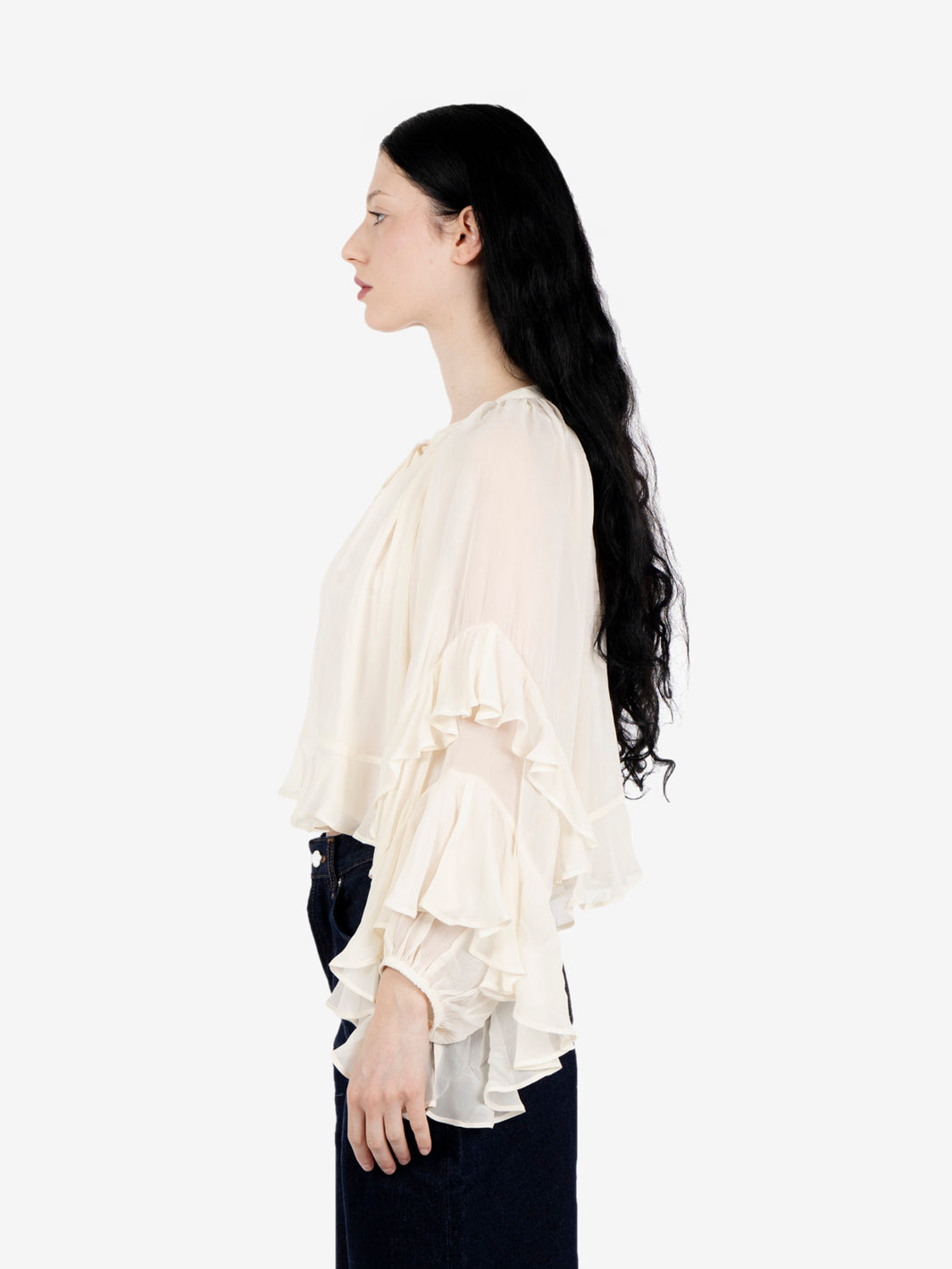 Camicia Ardis con volant bianco