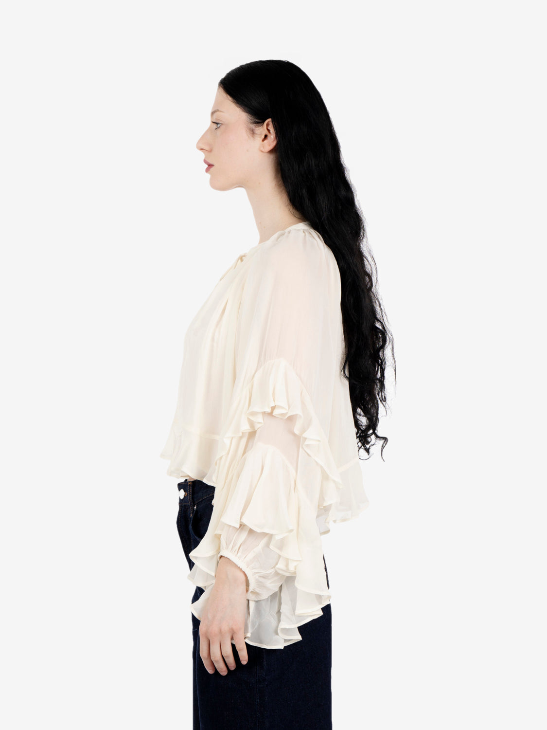 Camicia Ardis con volant bianco